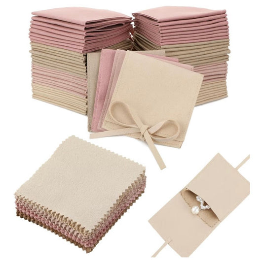 Microfiber Jewelry Pouch 8cmx8cm (cream colour)